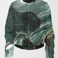 Fashionable Marble Print Bomber Jacket With Leggings Dark Green Co Ord Set
