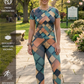Voguish Geometric Print | Activewear Coord Set Tshirt With Tummy Tuck Leggings | Multi Sport | Odour Free