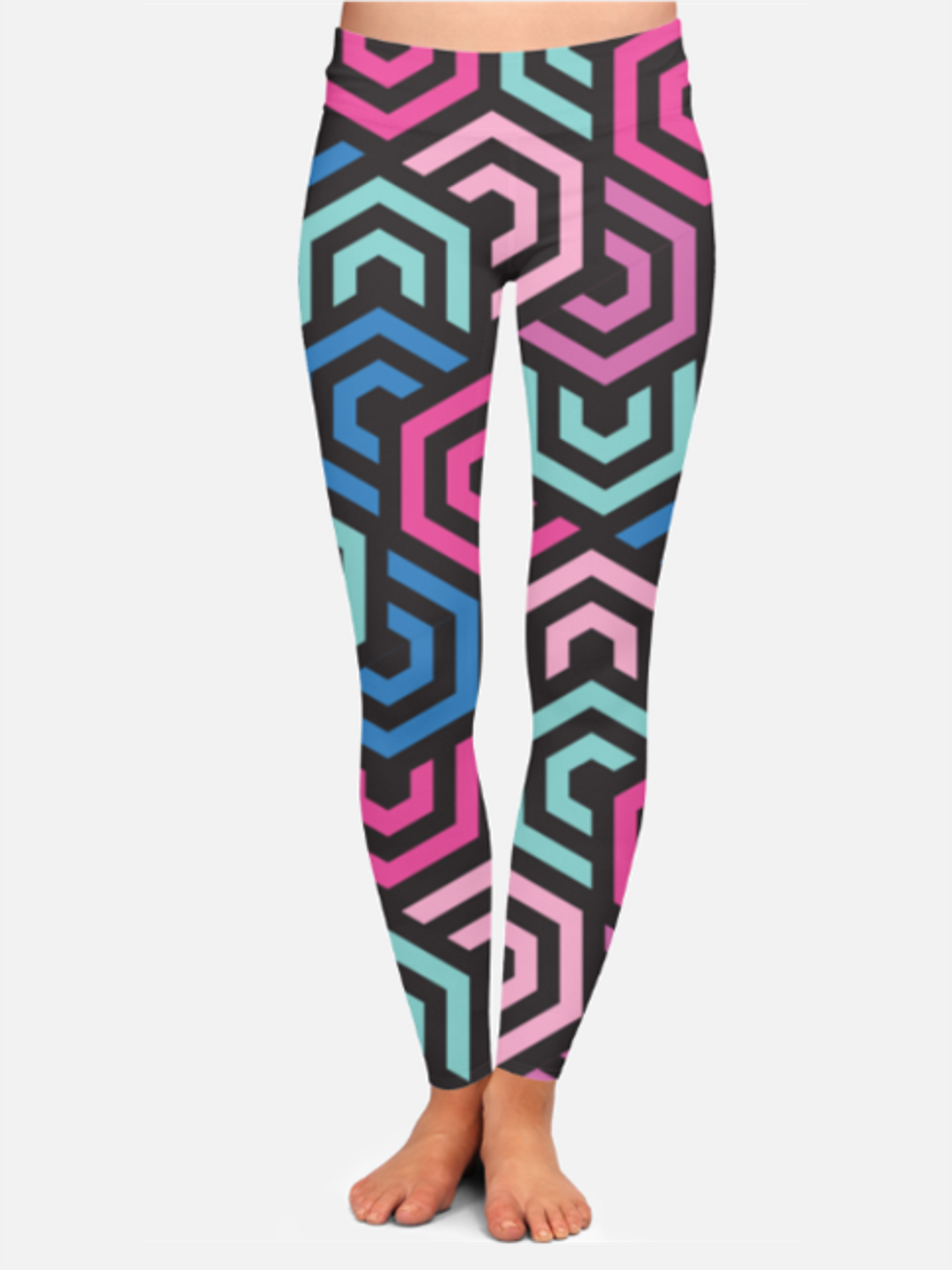 Trendy Geometric Print High Waist Body Shaping Leggings