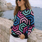 Trendy Geometric Print Sweatshirt