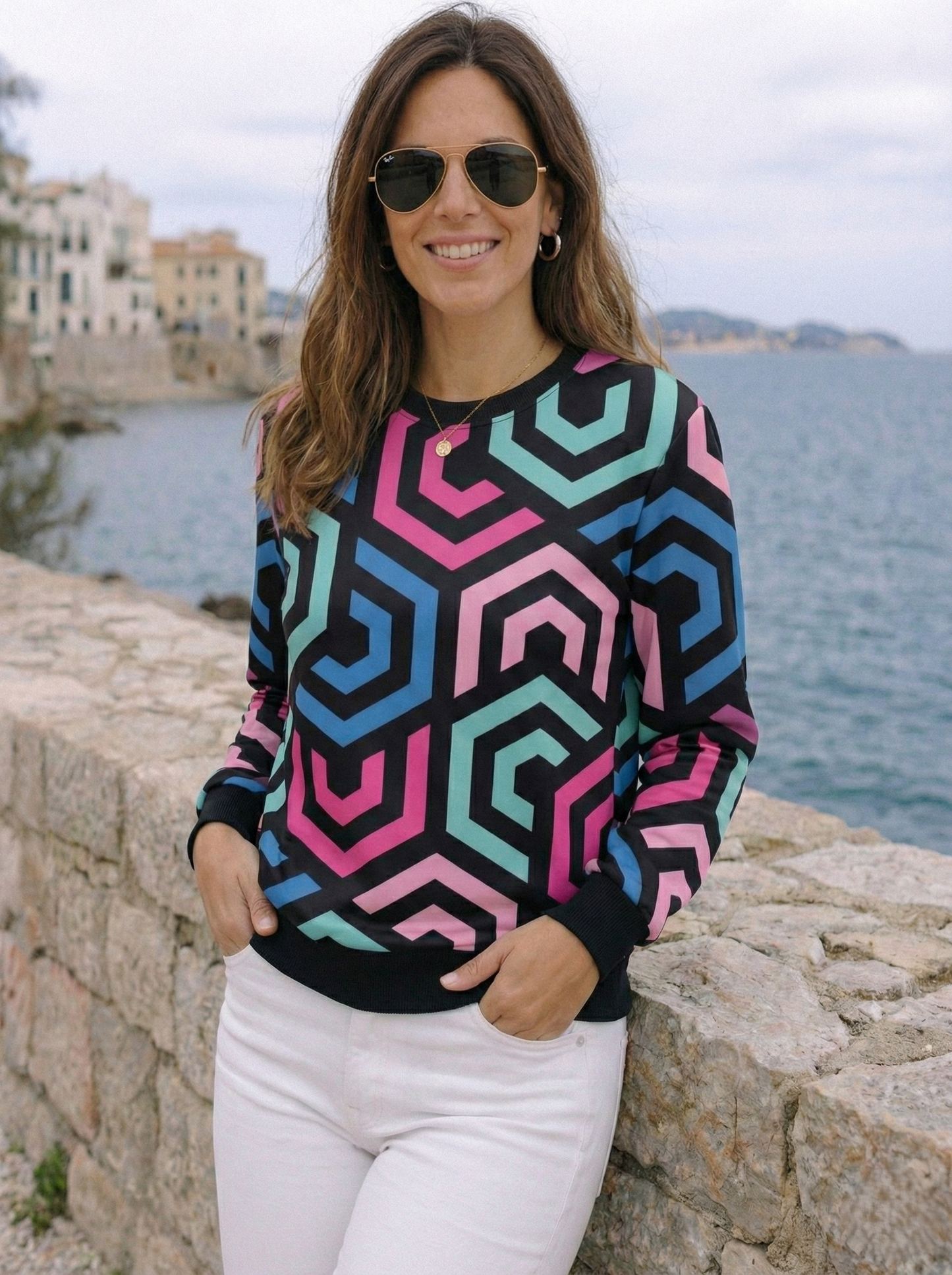 Trendy Geometric Print Sweatshirt