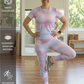 Charming Pastel Gradient Print | Activewear Coord Set Tshirt With Tummy Tuck Leggings | Multi Sport | Odour Free
