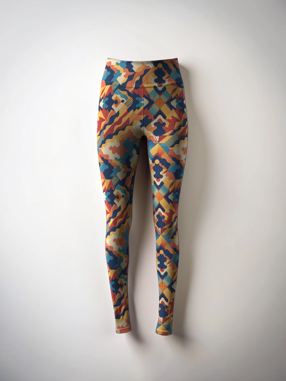 Must Have! Bright Abstract Print Oversized Tee With Tummy Tuck Body Shaping Leggings Co-ord Set