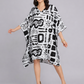 Egyptian Vibe Abstract Print Black Kaftan Dress