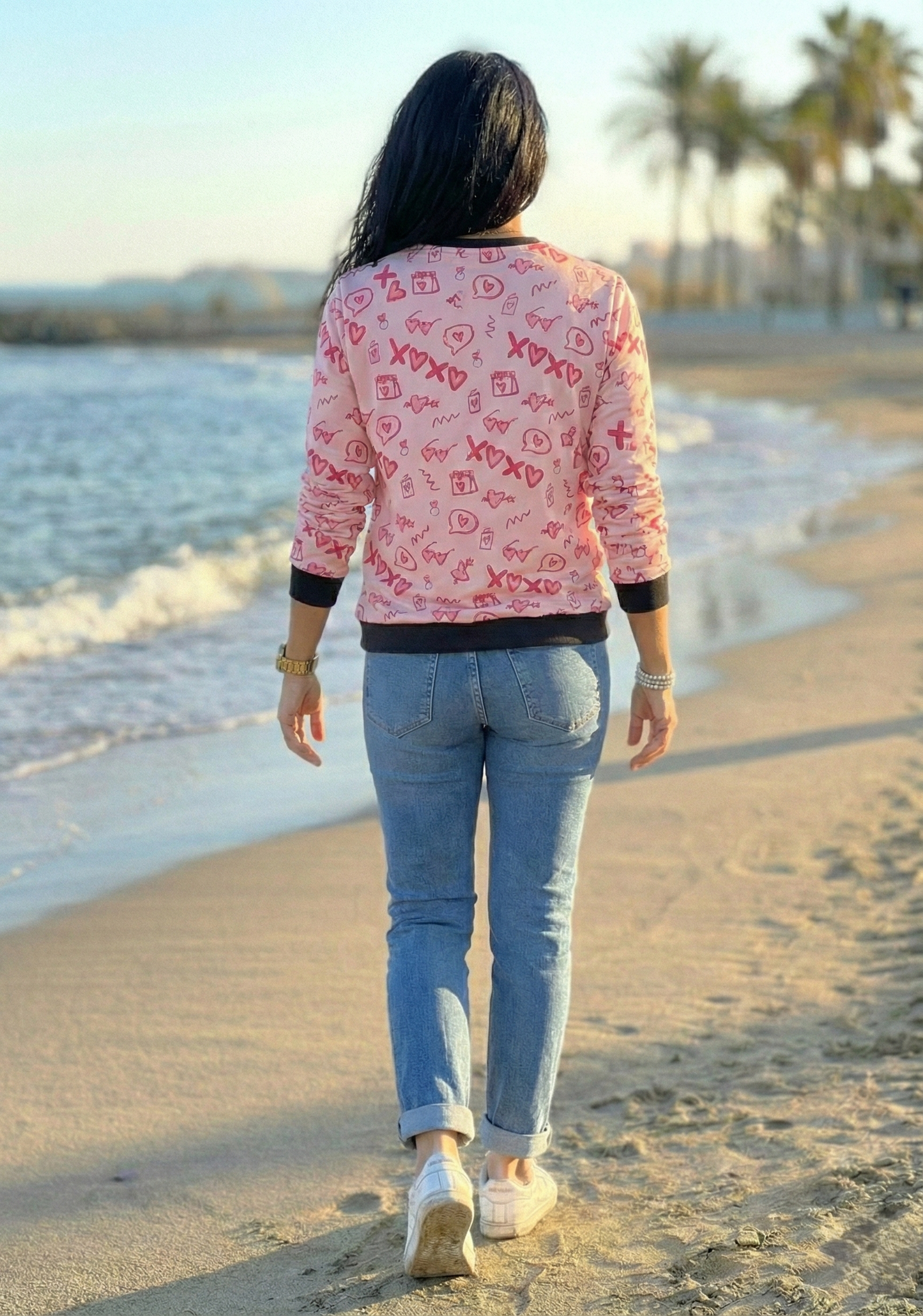 Adorable Pink XOXO Print Sweatshirt