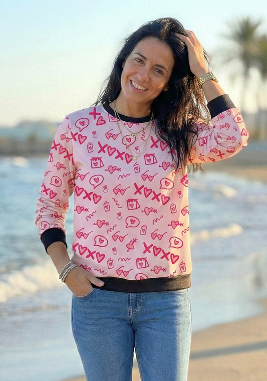 Adorable Pink XOXO Print Sweatshirt
