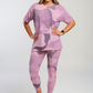 Fashionable Pink Camouflague Print Premium Oversized Tee With Tummy Tuck Body Shaping Leggings Co-ord Set (Copy)