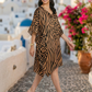 Attractive Animal Print Brown Kaftan Dress