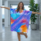 Bright Abstract Print Blue Kaftan Dress