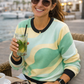 Asymmetrical Wave Print Green Sweatshirt