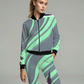Enchanting Aurora Lights And Forest Print Bomber Jacket With Leggings Co Ord Set