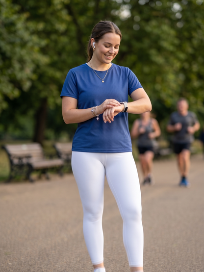 Musthave Solid Set | Activewear Coord Set Tshirt With Tummy Tuck White Leggings | Multi Sport | Odour Free