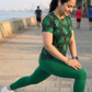 Nature Inspired Leaf Print | Activewear Coord Set Tshirt With Tummy Tuck Green Leggings | Multi Sport | Odour Free