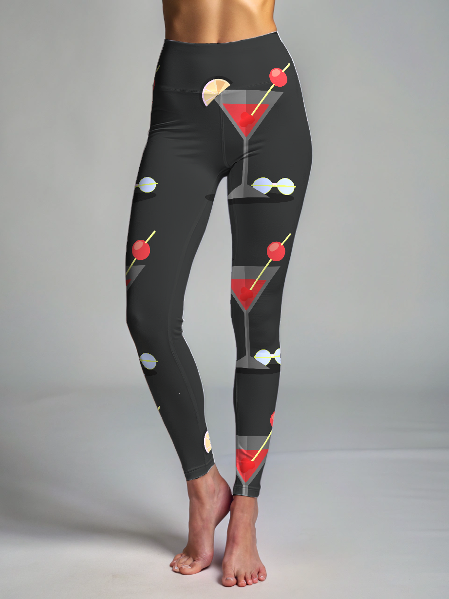 Premium Comfort Wear Martini Print Oversized Tee With Leggings Set