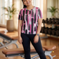 Smart Stroke Style Print | Activewear Coord Set Tshirt With Tummy Tuck Black Leggings | Multi Sport | Odour Free