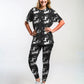 Adorable Cat Couple Print Premium Oversized Tee With Tummy Tuck Body Shaping Leggings Co-ord Set