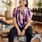 Smart Stroke Style Print | Activewear Coord Set Tshirt With Tummy Tuck Black Leggings | Multi Sport | Odour Free