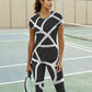 Pickleball | Paddleball | Activewear Coord Set Tshirt With Tummy Tuck Leggings | Black Web Print
