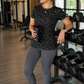 Wonderful Leoaprd Print | Activewear Coord Set Tshirt With Tummy Tuck Grey Leggings | Multi Sport | Odour Free