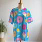 Yummy Donuts Ice-cream  Print Premium Oversized Tee With Blue Leggings Set