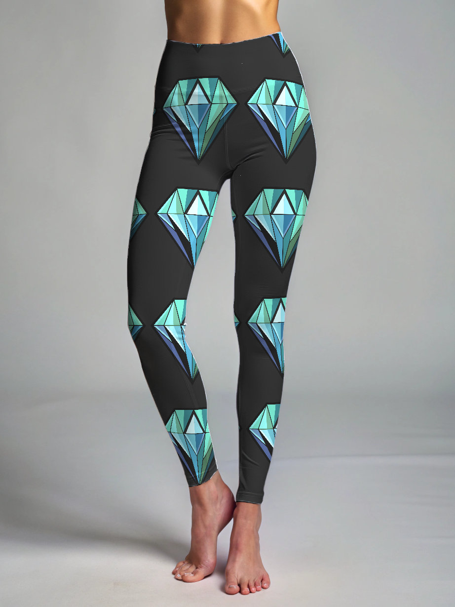 Athleisure Diamond Print Oversized Tee With Leggings Set