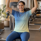 Trending Gradient Print | Activewear Coord Set Tshirt With Tummy Tuck Blue Leggings | Multi Sport | Odour Free