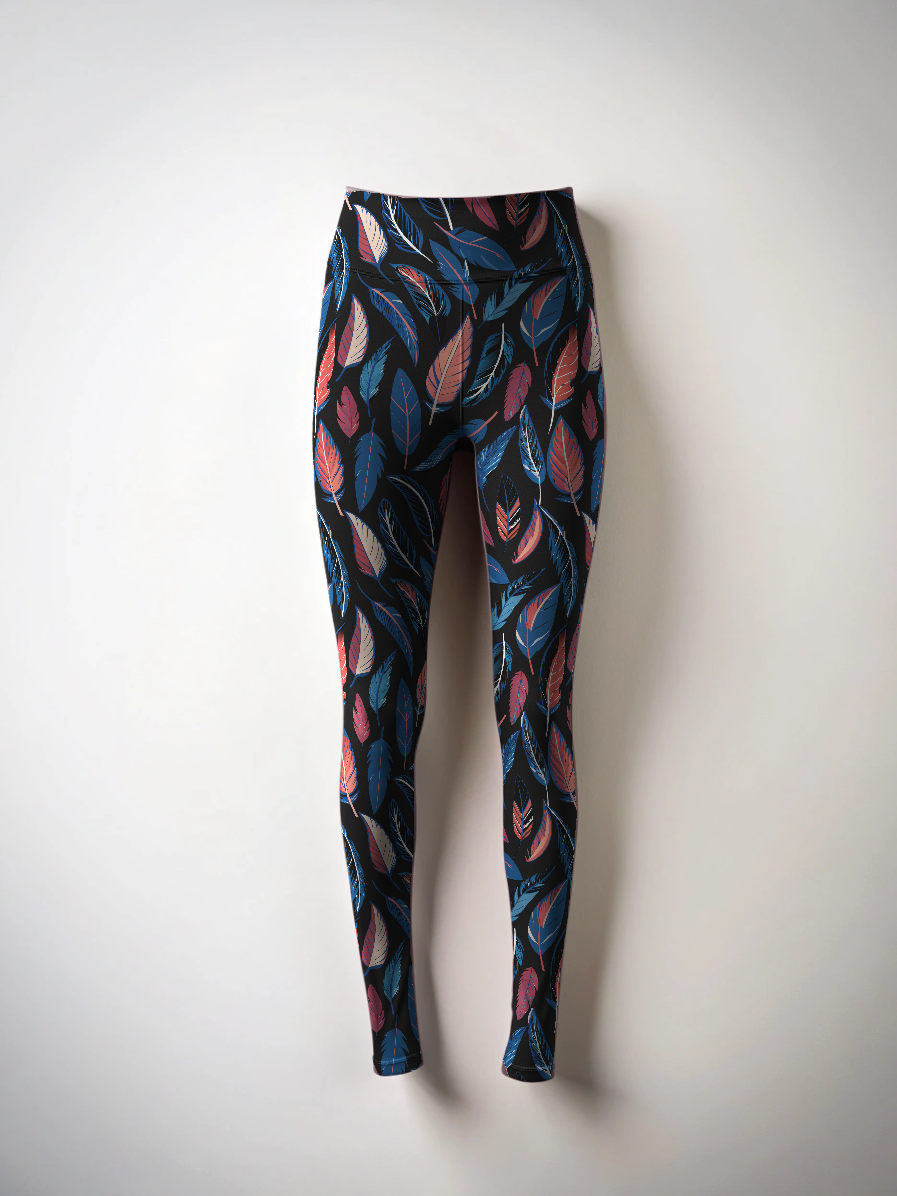 Serene Feather Print Premium Oversized Tee With Tummy Tuck Body Shaping Leggings Co-ord Set