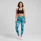 Fashionable Blue Camouflague Print Premium Oversized Tee With Tummy Tuck Body Shaping Leggings Co-ord Set