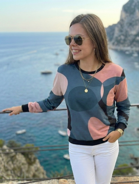 Bright Fluid Abstract Print Sweatshirt