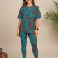 Alluring Geometric Print Premium Oversized Tee With Tummy Tuck Body Shaping Leggings Co-ord Set