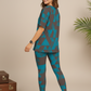 Alluring Geometric Print Premium Oversized Tee With Tummy Tuck Body Shaping Leggings Co-ord Set