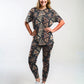 Attractive Egyptian Brown Print Premium Oversized Tee With Tummy Tuck Body Shaping Leggings Co-ord Set
