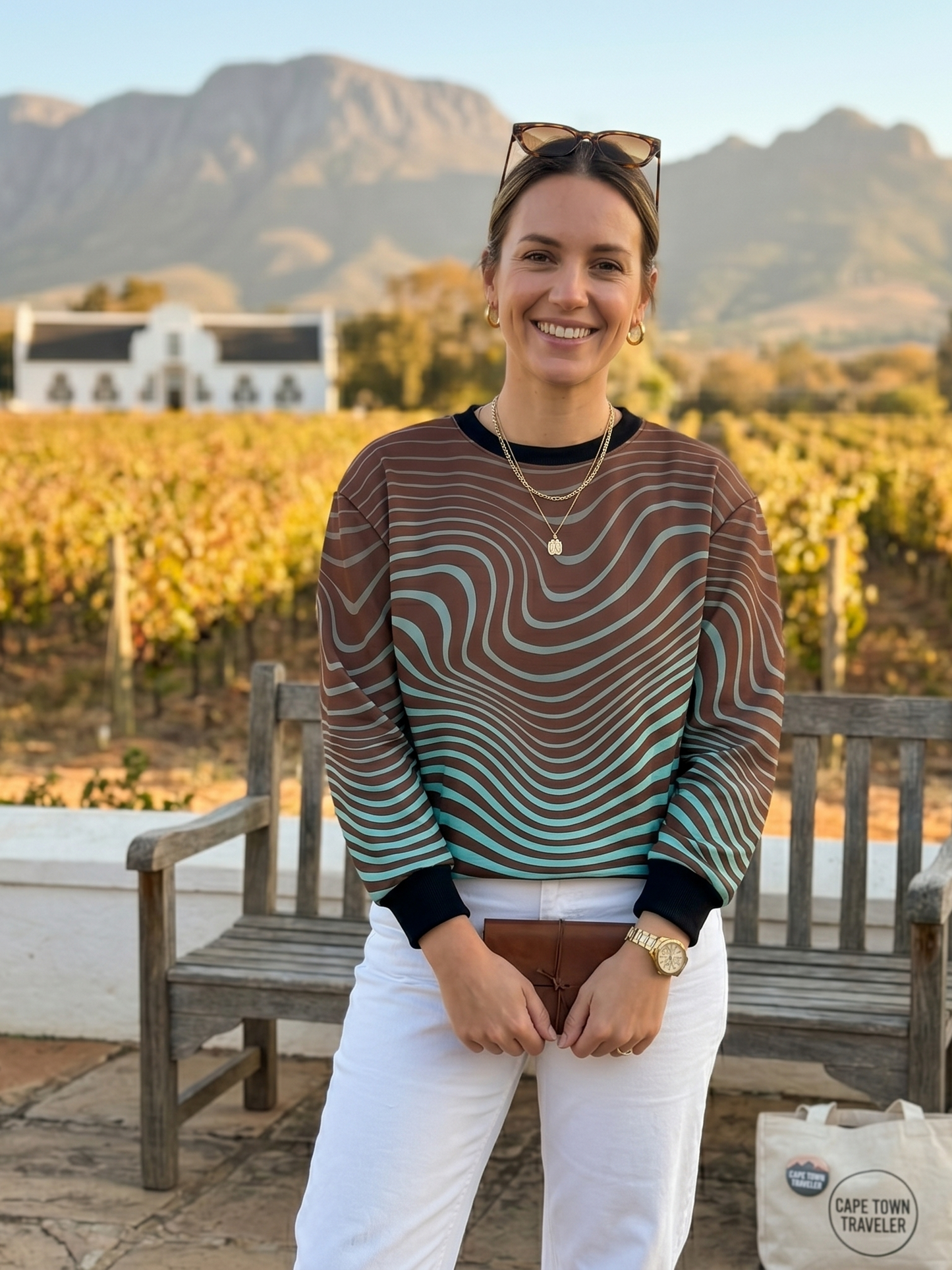 Cute Wave Print Brown Sweatshirt