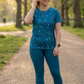 Casual Spray Print | Activewear Coord Set Tshirt With Tummy Tuck Blue Leggings | Multi Sport | Odour Free