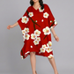 Charming Cherry Blossom Print Red Kaftan Dress