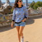 Must Have Mosiac Print Blue Sweatshirt