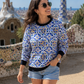 Must Have Mosiac Print Blue Sweatshirt
