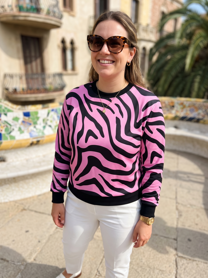 Fashionable Animal Print Pink Sweatshirt