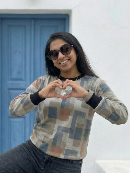 Classy Geometric Print Green Sweatshirt