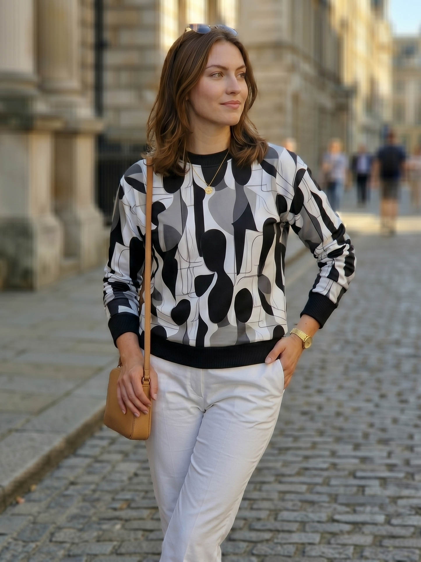 Smart Abstract Print Black Sweatshirt