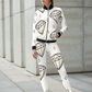 Dazzling Diamond Print Beige Bomber Jacket