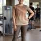 Claasic Lines Print | Activewear Coord Set Tshirt With Tummy Tuck Brown Leggings | Multi Sport | Odour Free
