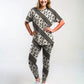Classy Diagonal Print Premium Oversized Tee With Tummy Tuck Body Shaping Leggings Co-ord Set