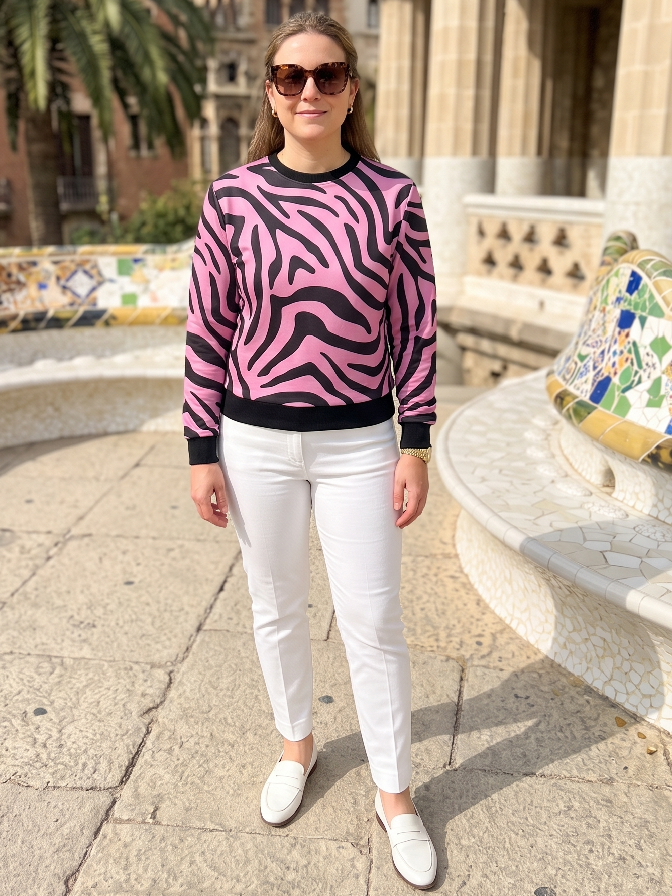 Fashionable Animal Print Pink Sweatshirt