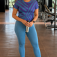 Classy Purple Ziglines Print | Activewear Coord Set Tshirt With Tummy Tuck Leggings | Multi Sport | Odour Free