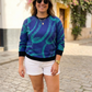 Classy Radiant Print Blue Sweatshirt
