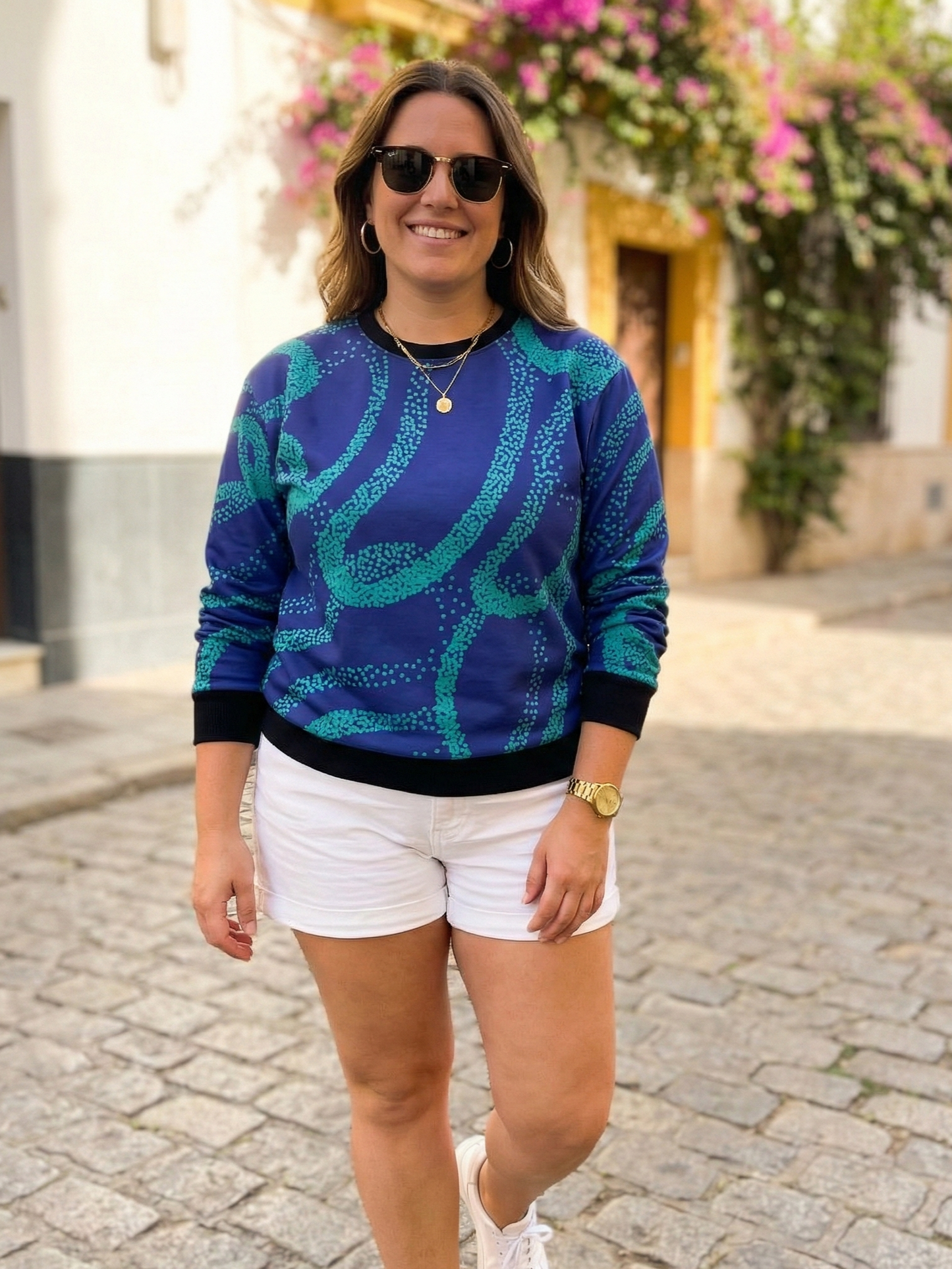 Classy Radiant Print Blue Sweatshirt