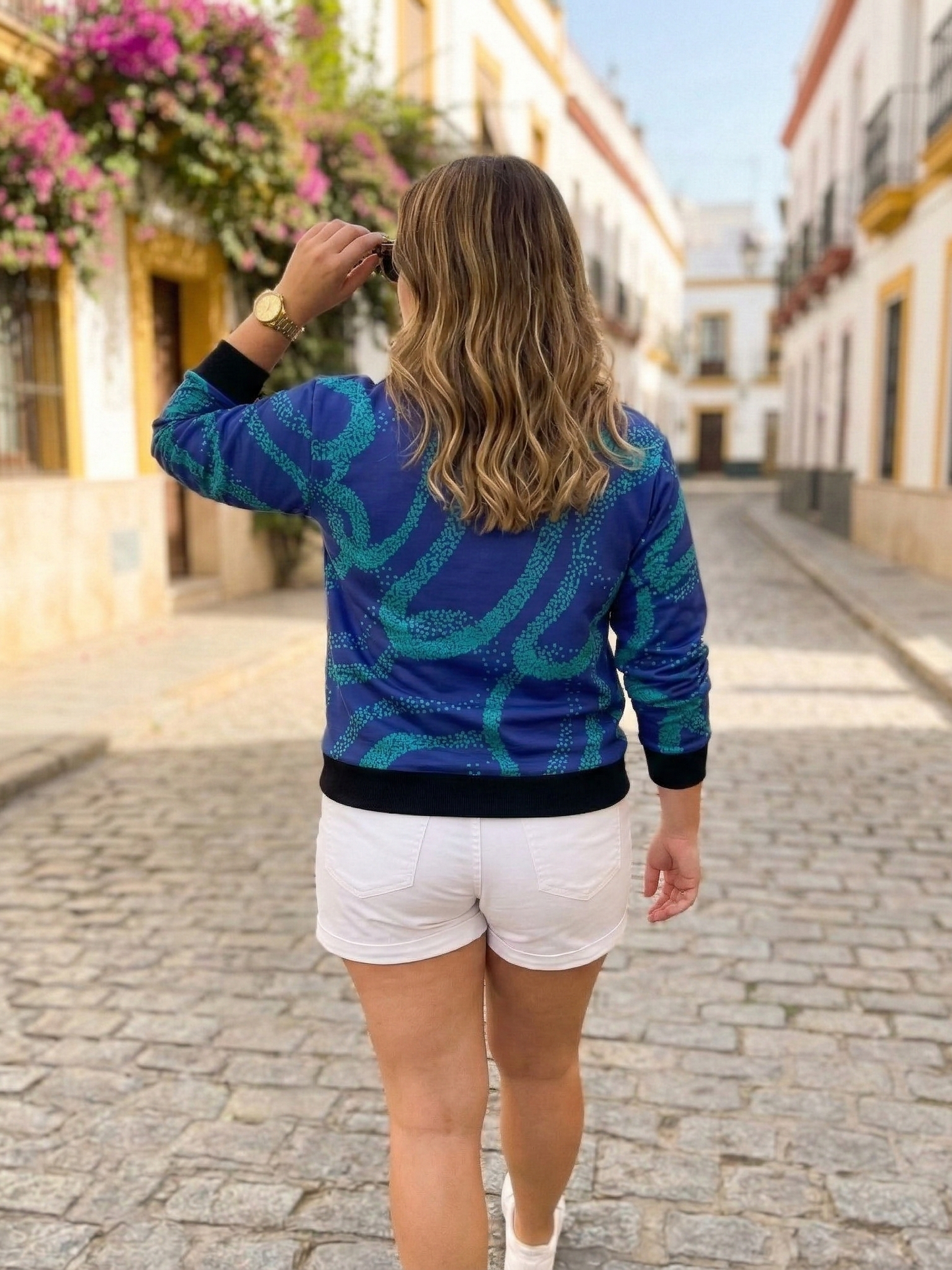 Classy Radiant Print Blue Sweatshirt