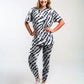 Classy South African Zebra Print Premium Oversized Tee With Tummy Tuck Body Shaping Leggings Co-ord Set
