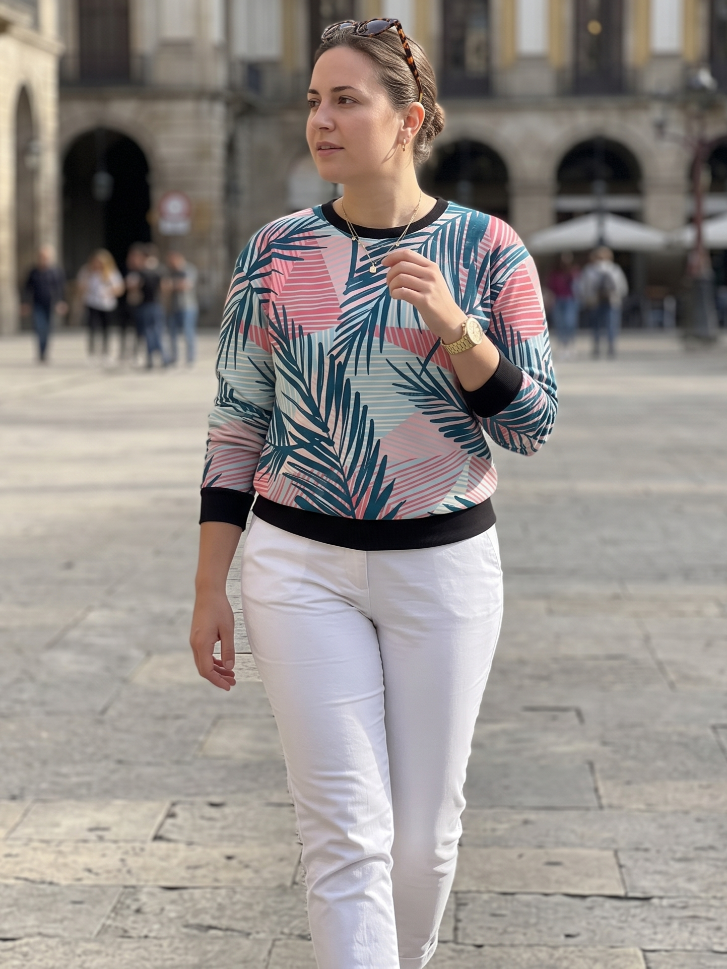Colourful Leaf Print Sweatshirt